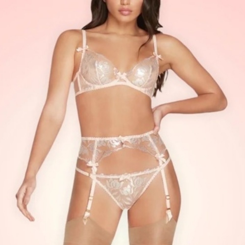 Agent Provacateur Sparkle Silver and Nude Lace Underwire Bra